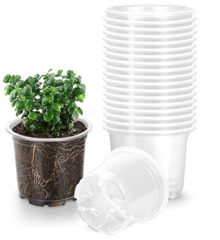 Wisboey 20 Stück Kinderzimmer-Töpfe 5,7 Transparent für Pflanzen: Anzuchttöpfe mit Abflusslöchern