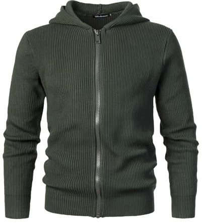 Harbrosrce Cardigan con Cappuccio da Uomo Invernale Lavorato a Maglia con Cerniera Intera Giacca Maglione Felpe Classico Autunno Calda Lunga Pullover Sweater