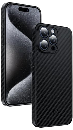Phoneaura Schutzhülle FÜR iPhone 15 Pro Carbon Optik kompatibel mit MAGSAFE I 15 Hülle I 15 Pro Schutzglas und Handyhülle I Carbonhülle [flaches Design+ Carbon Optik+ 2 Schutzgläser inklusive]