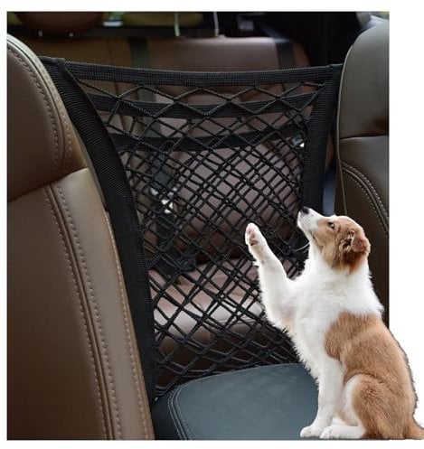 Car Pet Barrier Net with 3 Layer Mesh Storage Bag Universal for Cars SUVs Trucks Dog Car Divider Guard for Safety Travel Retractable Storage Bag Car Seat Storage Mesh Organizer for Dogs Kids