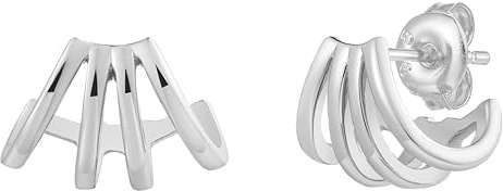 XENOX® Quartet Creolen - Damen Ohrringe aus hochwertigem 925/- Sterlingsilber mit Zirkonia-Steinen