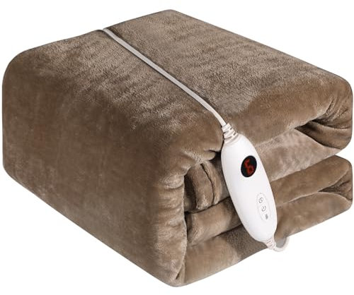 Clevich Heizdecke 180x130 cm, Elektrische Wärmedecke mit Abschaltautomatik, 6 Heizstufen, 1~9 Stunden Timer, Maschinenwaschbar Flanell Kuscheldecke für Sofa, Bett, Büro