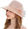 SRZYMJ Rosa Hochzeitshut Vintage 50er Jahre Damen Chic Capeline Kirche Elegant Fascinator Hut Sonnenhut mit Schleier Band aus Netzstoff Feder Blumen für Cocktail Braut Zeremonie Sonnenhut
