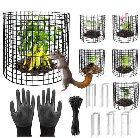 Pflanzenschutz von Tieren, 34,3 cm Durchmesser x 36,3 cm Höhe, Metall-Pflanzkäfige für Outdoor-Pflanzen, Pflanzkäfig und Stützen, hält Tiere fern, Garten, Drahtgeflecht, Schutz vor Kaninchen, Huhn
