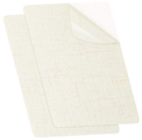 TXSN Linen Repair Patches, Self-Adhesive Linen Fabric Patches for Couch Safe Car Seat Furniture Repaire, Pack of 2 Light Beige