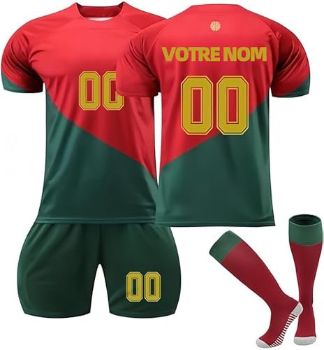 Maillot de Foot Enfant et Adultes 24/25 Ensemble Foot GarçOns Personnalisé,Maillots Domicile/Extérieur,avec Votre Nom Numéro ,Tenue d'entraînement de football Jeunesse,avec Short Et Chaussettes