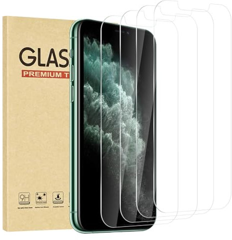 Rvciby 4 Pieces, Protecteur d'Écran en Verre Trempé iPhone 11 Pro/X,Dureté 9H Glass,Film Protection écran,Anti Rayures,Ultra Résistant,Sans Bulles,Installation facile