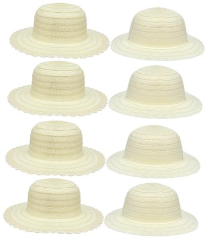 Toddmomy 8Pcs DIY Straw Hats Painting Kit Blank Craft Hats for Creative Arts Crafts Projects for Outdoor Activities School Projects and Imaginative Play