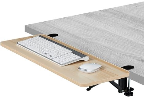 Relaxdays Supporto Tastiera Scrivania, Prolunga Pieghevole, 65 x 24 cm, Estensione Tavolo, Piano Mouse, Legno Naturale