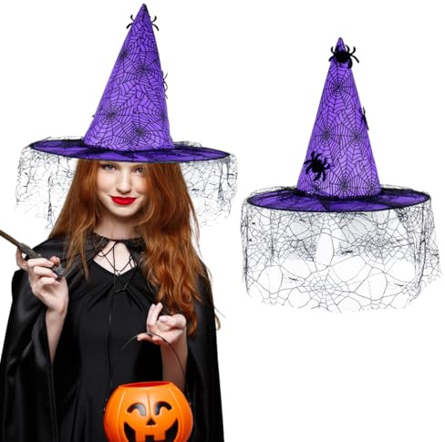 OIXEYA Cappelli da Strega Cappelli da Festa di Halloween Accessori per Costumi Costume, Cappello da Strega, Cappello da Mago di Halloween Pieghevole