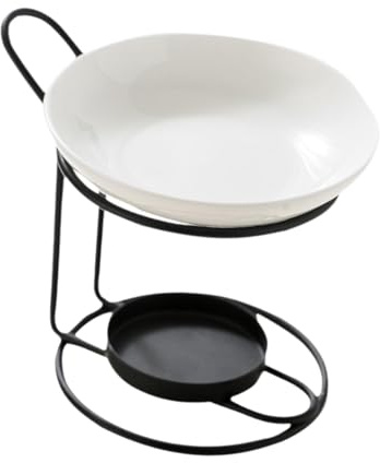 KESOTO Duftlampe Aromadiffusor Duftölbrenner Aromawärmer Keramikbrenner Als Elegante Tischdekoration Aus Eisen mit Keramikschale für Schlafzimmer Zuhause Un, Schwarz