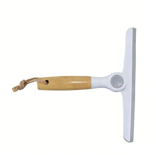 WANGCL Raclette de douche de 24 cm avec poignée pivotante en bois, pour fenêtre, verre, porte de douche, pare-brise de voiture, miroir