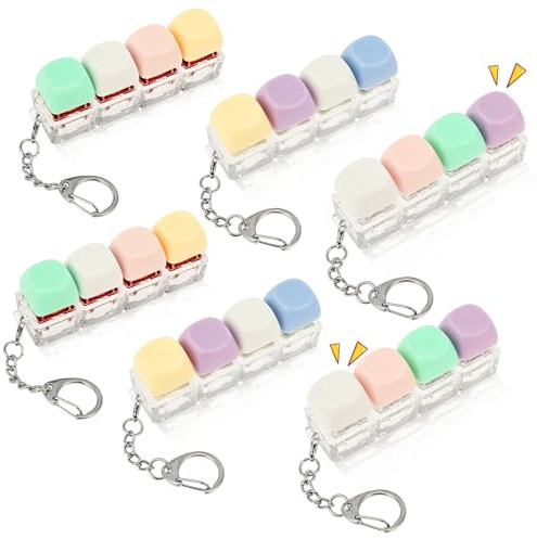 Harupink 6 Stück Clicker Tastatur Schlüsselanhänger,Tastatur Spielzeug Clicker Spielzeug mit 3 Modus,Lustige Gadgets Stressabbau,Anti-Stress Zum Entspannen und Abreagieren