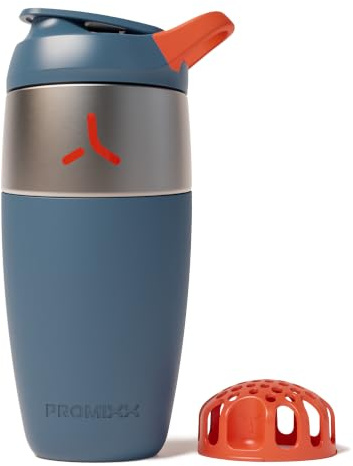 Promixx Pursuit Rostfritt Stål Shaker - 760ml Lätt Metall Proteinmixer med Snap-Fit för Jämna Shakes - Läcksäker Luktfri för Fitness och Resor - Midnattsblå