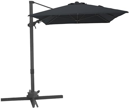 AXI Nyra Ampelschirm Rechteakig 200x300 cm in Anthrazit/Grau | Sonnenschirm für Garten/Terrasse mit Pulverbeschichtetes Gestell | Inkl. Kreuzfuß & Schutzhülle | Kippbar & 360° drehbar