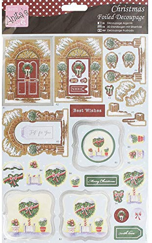 Docrafts 3D-Stanzbogen mit Silberfolie - Anita's - Festlicher Buchsbaum