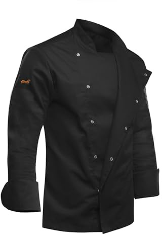 strongAnt® Kochjacke Herren Langarm Kurzarm Stretch mit Druckknöpfen – XLAnce® oder Soft Stretch, Schwarz Weiß Grau Navy Bordeaux Olive, atmungsaktiv & pflegeleicht