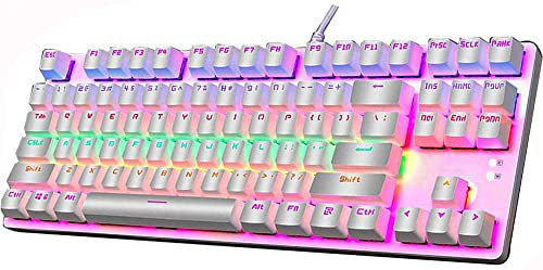 LexonElec Mechanische Gaming-Tastatur Compact 87 Tasten Volle Anti-Ghosting-Funktion Mechanische Computertastatur 24 Modi Von hinten beleuchtete USB-Kabel Blau-Äquivalent-Schalter für PC