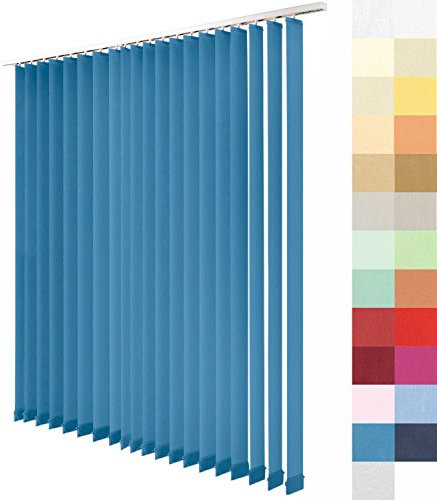 Sun World Lamellenvorhang nach Maß, Vertikal Lamellen Jalousien auf Maß vertikal Lamellen Maßanfertigung Vertikaljalousie Schiebevorhang ohne Deckenschiene (Blau, Höhe: 235cm x Breite: 375cm)