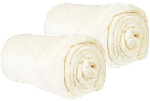 Bestgoodies Kuscheldecke im 2er Pack Wohndecke - extra weich - hochwertige Microfaser Flauschdecke, 130 x 170 cm - Champagner