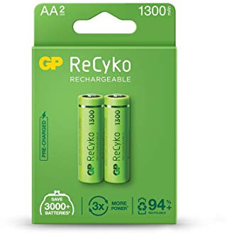 GP ReCyko - Batterie ricaricabili AA, 1300 mAh, confezione da 2