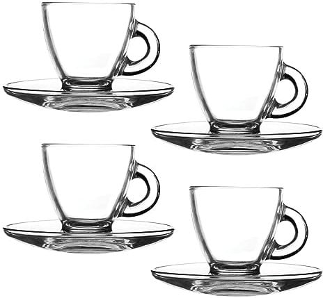 Ravenhead Entertain Set of 4 Glass Espresso Cup & Saucer Set, 8 CL