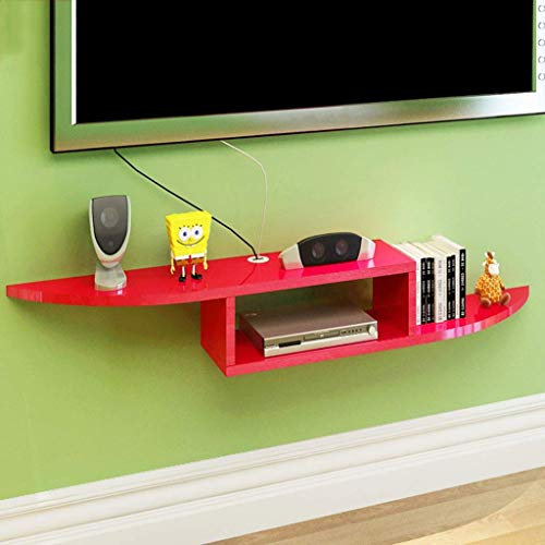 Schwimmendes Regal Modernes Schlafzimmer Set Top Box Regal Wanddekoration Wandhalterung TV-Schrank Router Regal Wandbehang Regal Lagerregal (Farbe: ROT)