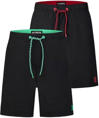 riverso Badehose Herren lang Badeshorts RIVDavid 2er Pack Set Regular Fit Schwimmhose Elastischer Bund, Größe:5XL, Farbe:Farbmix 4