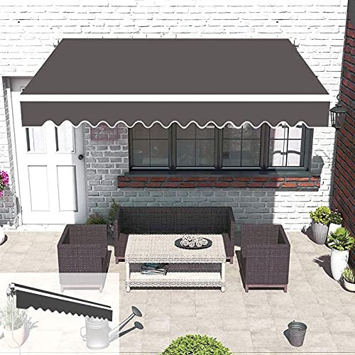 0℃ Outdoor Einziehbare Markise, Gelenkarmmarkise mit Handkurbel, Markise mit Wasserdichter Beschichtung, Sonnenmarkise Winkel Längeinstellung(5-35°), Sonnenschutz für Balkon Terrasse,Dark Gray,3x2m