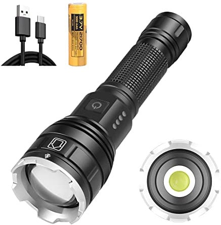 KUPRO Powerful LED Torch Rechargeable 2000000 Lumens Super Bright XHP70 Tactical Flashlight 5 Light Modes Zoomable Handheld IPX4 Waterproof Torches for Camping Hiking with 21700 Battery
