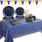 152 PCs Bleu Marine et Or Assiette ,Ensemble de Vaisselle De Fête à Pois dorés Bleu foncé Assiettes Comprend À Dîner Dessert, bannière triangle Tasses, Serviettes, Pailles- 25 Portions