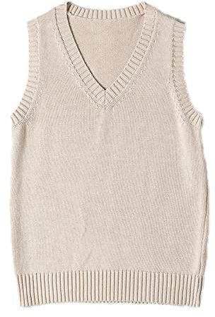 Blostirno Damen Pullover Weste V Ausschnitt JK Uniform Kint Westen Solid Klassisch Ärmellos Pullover Pullover Tops, aprikose, Klein