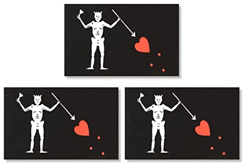 JBCD 3 Stück Piraten Edward Teach Flag Magnet Aufkleber Piratenflagge Magnet Aufkleber Heavy Duty Pirate Edward Teach Decal Magnetic Sticker for Cars Vehicles Trucks, 3 x 5 Inches