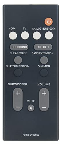 ALLIMITY FSR78 ZV28960 Remote Control Replace fit for Yamaha Soundbar ATS-1060 YAS-107 ATS-1070 YAS-207 NS-WSW42 ATS-2070 YAS-CU207 YAS-106 FSR78-ZV28960