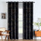 EMEMA Samtvorhänge Vorhang Blickdicht Vorhänge mit Ösen Gardinen Deko Ösenvorhang Dekoschal Dekogardinen für Schlafzimmer Wohnzimmer 2er Set 140 x 215 cm(B x H) Schwarz
