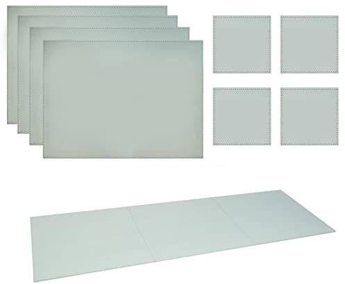 YöL Reversible Placemats Table Runner Coasters Set Two Tone Grey Sage Green Dinner Plate Food Surface Protectors