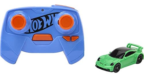 Hot Wheels RC Porsche 911 GT3 Radio Control Coche de Juguete teledirigido con Mando Escala 1:64, se Carga con USB, +5 años (HLT20)