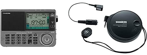 Sangean ATS-909X2 Profi Weltempfänger mit UKW Stereo, versch. Farben Schwarz & ANT-60 Kurzwellen-Antenne | Abnehmbare Antenne | Zertifiziertes Qualitätsprodukt |