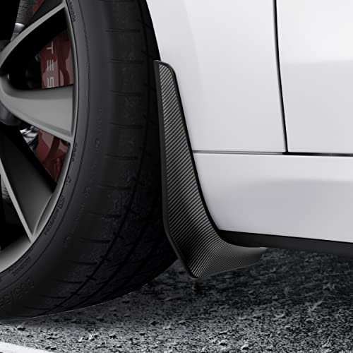 Spigen Tesla Model 3~2023 Schmutzfänger Spritzschutz, Schutz vor Regen und Schnee, 4 Stück Schmutzfänger für Tesla Model 3, Keine Notwendigkeit zum Löcher Bohren, Tesla Zubehör - Carbon Edition