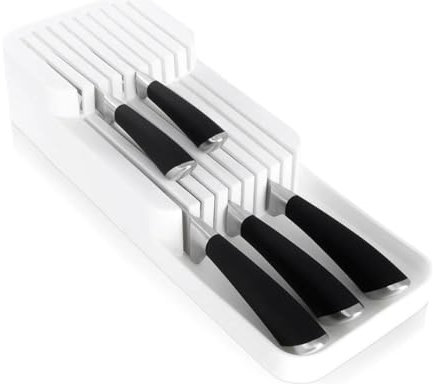 BOAA Fresh Messerorganizer für 18 Messer – zweistufiger Messerblock für Küchenschublade oder freistehend, rutschfest, platzsparend, weiss (39 x 14 cm)