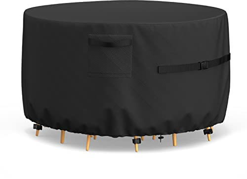 BROSYDA Rund Gartenmöbel Abdeckung 230φx100cm, 600D Oxford Outdoor Patio Kreis Set Abdeckung Wasserdicht mit Air Vent, Wasserdicht, Reißfest für Heavy Duty Garten Abdeckungen mit Schnallen, Kordelzug