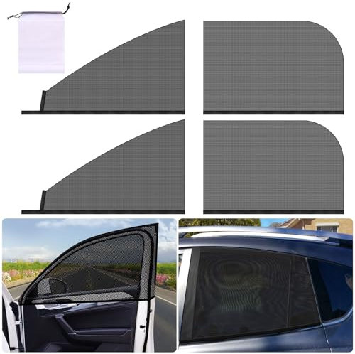ZOCONE Parasol Coche Lateral 4 Pcs con Bolsa, Infantil Protección UV, Previene Mosquitos, Ventanas Coche Protege a Bebé del Sol