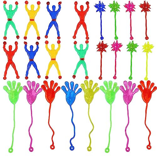YEAPEAK Klatschhände Kinder Set, Sticky Glibberhände Als Mitgebsel, Klebrige Spielzeug, Fensterkletterer, Klatschhand Für Spielzeug Und Spaßfaktor Partys (Palm, Kletterer Und Meteor Hammer-24 Stücke)