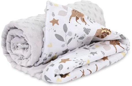 Babydecke Kuscheldecke Baby Decke Sommerdecke mit Plüschstoff 75x100 cm - Kinderdecke Kinderwagen Blanket Babydecken Kinderwagendecke und Erstausstattung für Neugeborene und Kinder