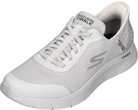 Skechers - Zapatillas Flexibles sin Cordones para Hombre, Calzado fácil sin Manos, para Caminar, Blanco, 40 EU