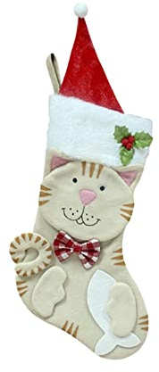 LEMCC Weihnachtsstrumpf, Weihnachtsstrümpfe Im Haustier-Hunde-Katzen-Design, Personalisierter Weihnachtsstrumpf, Kamin-Hängestrümpfe mit 3D-Hundekatze und Weihnachtsmütze (2)
