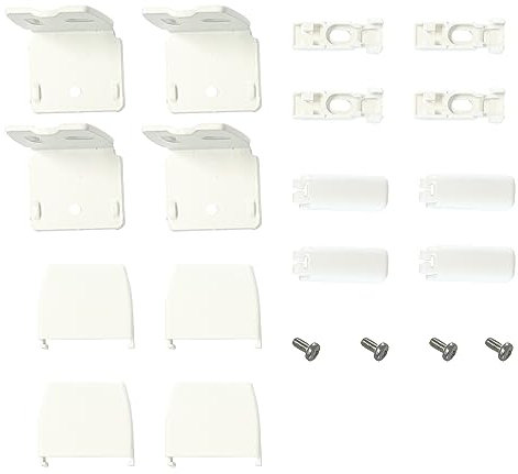 4 Winkel mit Spannschuh inkl. Schrauben zur Montage der Spannschuhe auf dem Winkel - Für Plissees zur Montage mittels Winkel in Weiss