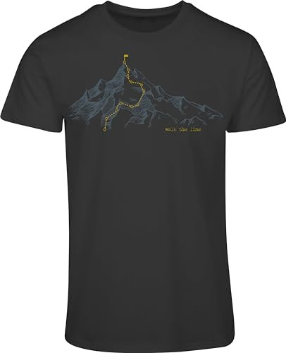 Berg T-Shirt Herren : Walk The Line - Kletter T-Shirt Männer - Geschenk für Wanderer - Bergsteiger Outdoor Ausrüstung (3XL)