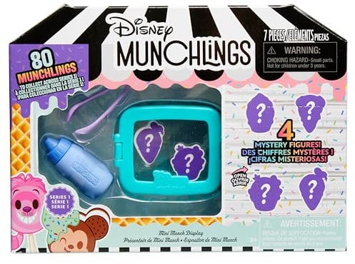Just Play Disney Munchlings Mini Munch Displays, 7-piece Figure Set, Color Change, Scented, Kids Toys for Ages 3 Up