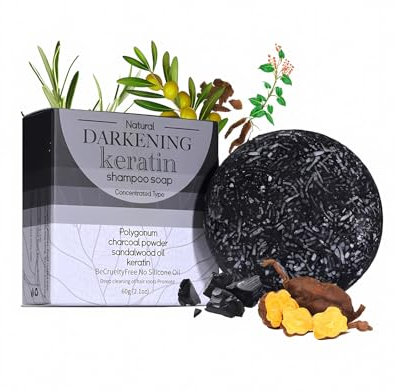 Duoffanny Shampoo Bar Conditioner for Hair Growth Cleanse Moisturize Nourish Strengthen Handcrafted Soap Safe Hair Care For Men & Women All Hair Types Plastic-Free 60g (Charcoal)
